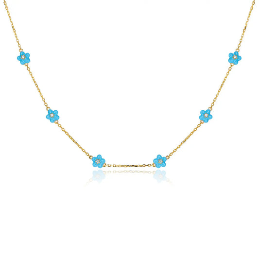 Petit Daisy Sky Blue Necklace Anna Zuckerman