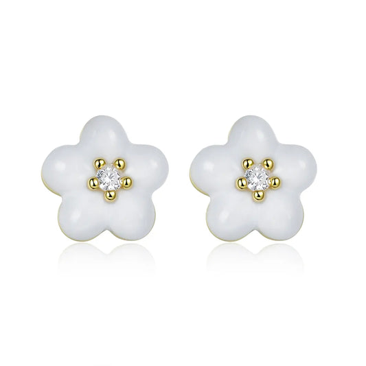Petit Daisy White Earrings Anna Zuckerman