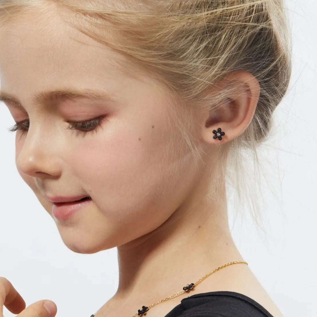 Petit Rosie Earrings in Black Anna Zuckerman