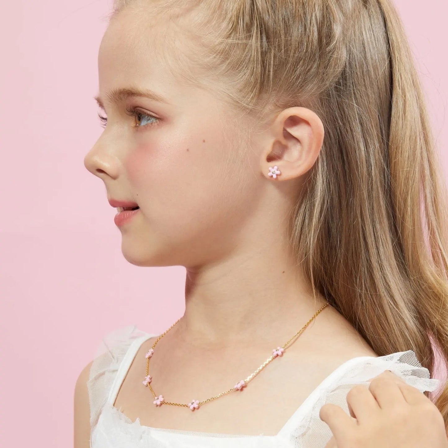 Petit Rosie Earrings in Pink Anna Zuckerman