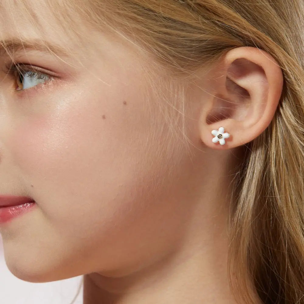 Petit Rosie Earrings in White Anna Zuckerman