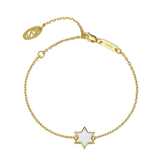 Petit Star of David Bracelet in White Anna Zuckerman