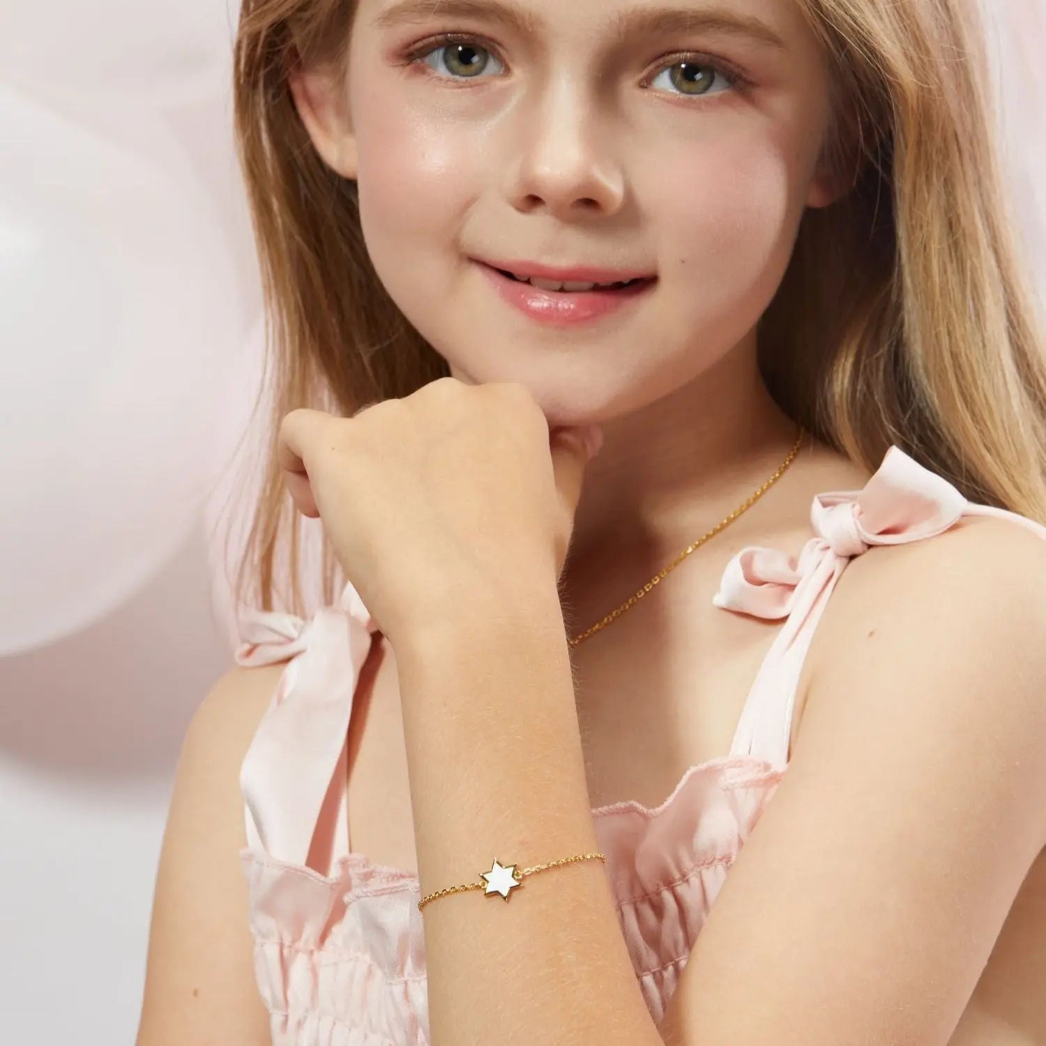 Petit Star of David Bracelet in White Anna Zuckerman