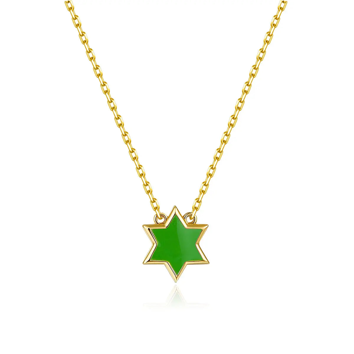Petit Star of David Necklace in Green Anna Zuckerman