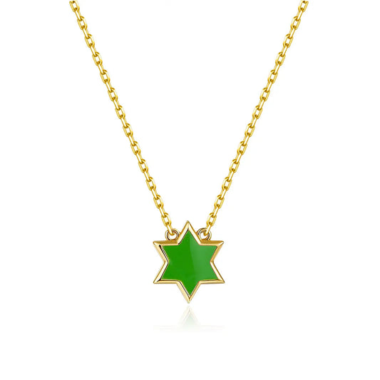 Petit Star of David Necklace in Green Anna Zuckerman
