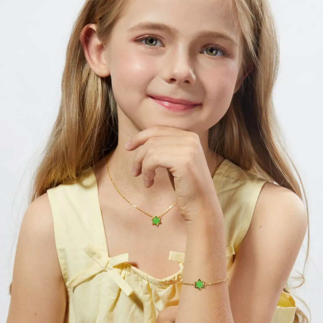 Petit Star of David Necklace in Green Anna Zuckerman