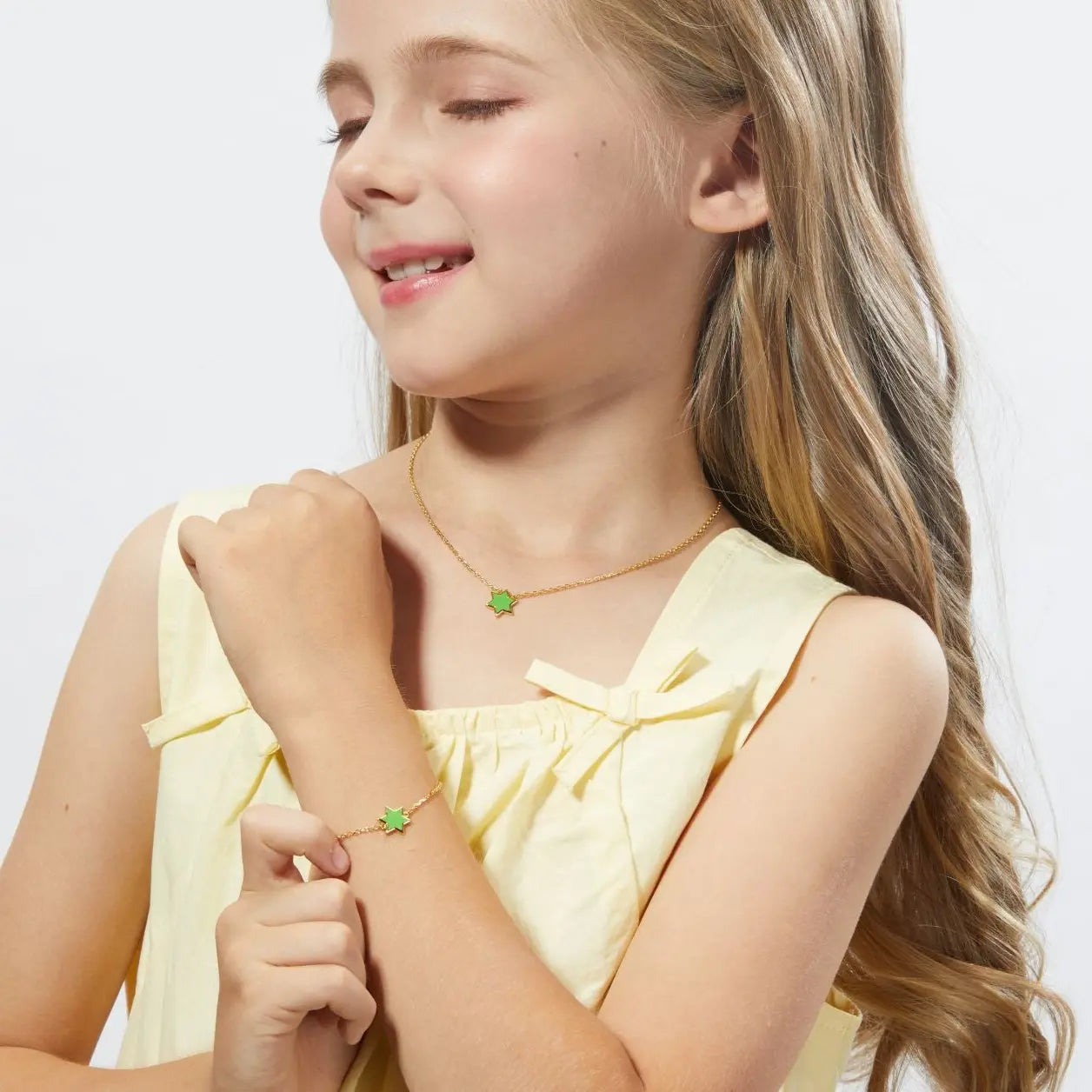 Petit Star of David Necklace in Green Anna Zuckerman