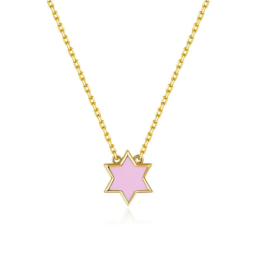 Petit Star of David Necklace in Pink Anna Zuckerman