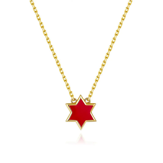 Petit Star of David Necklace in Red Anna Zuckerman