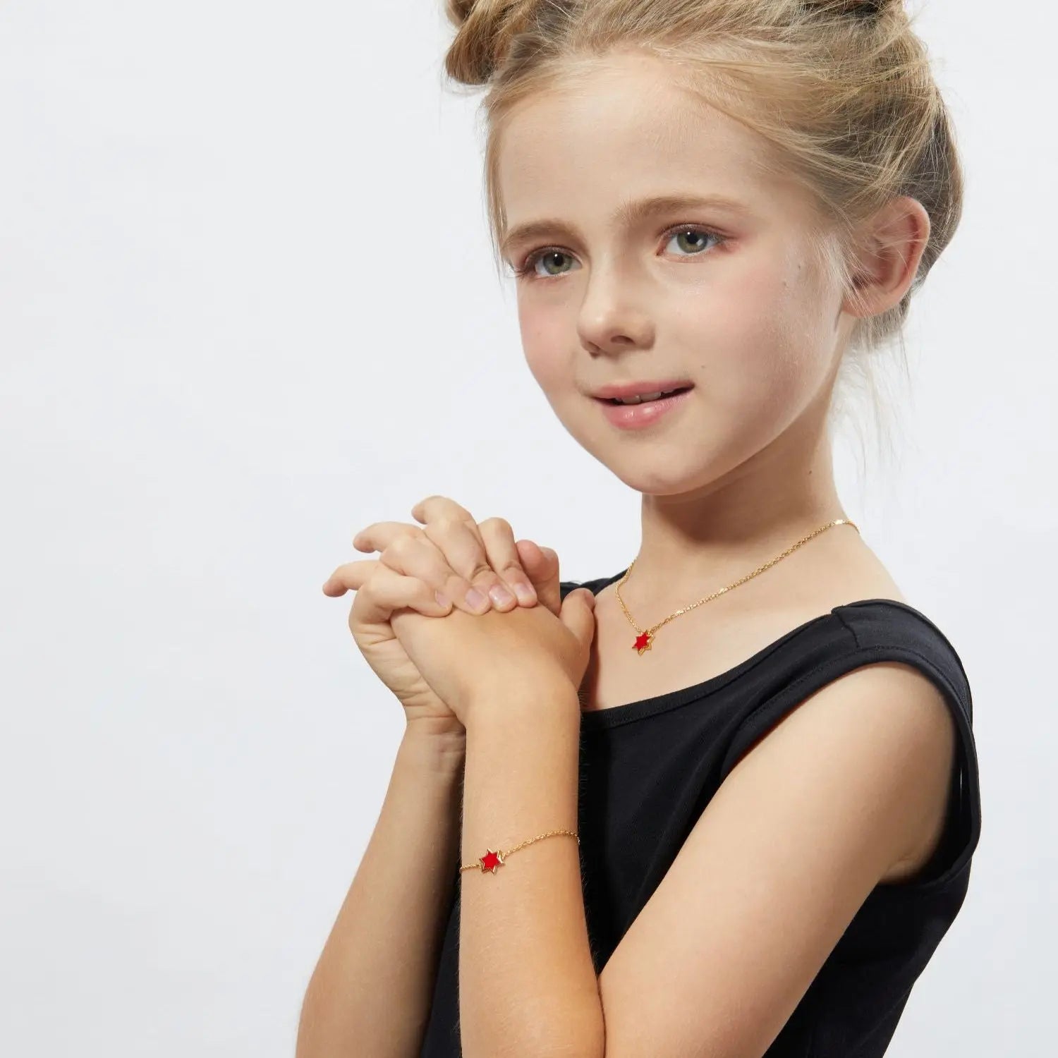 Petit Star of David Necklace in Red Anna Zuckerman