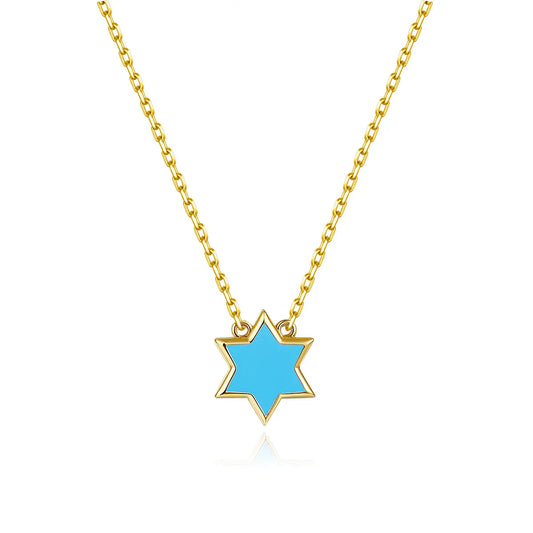 Petit Star of David Necklace in Sky Blue Anna Zuckerman