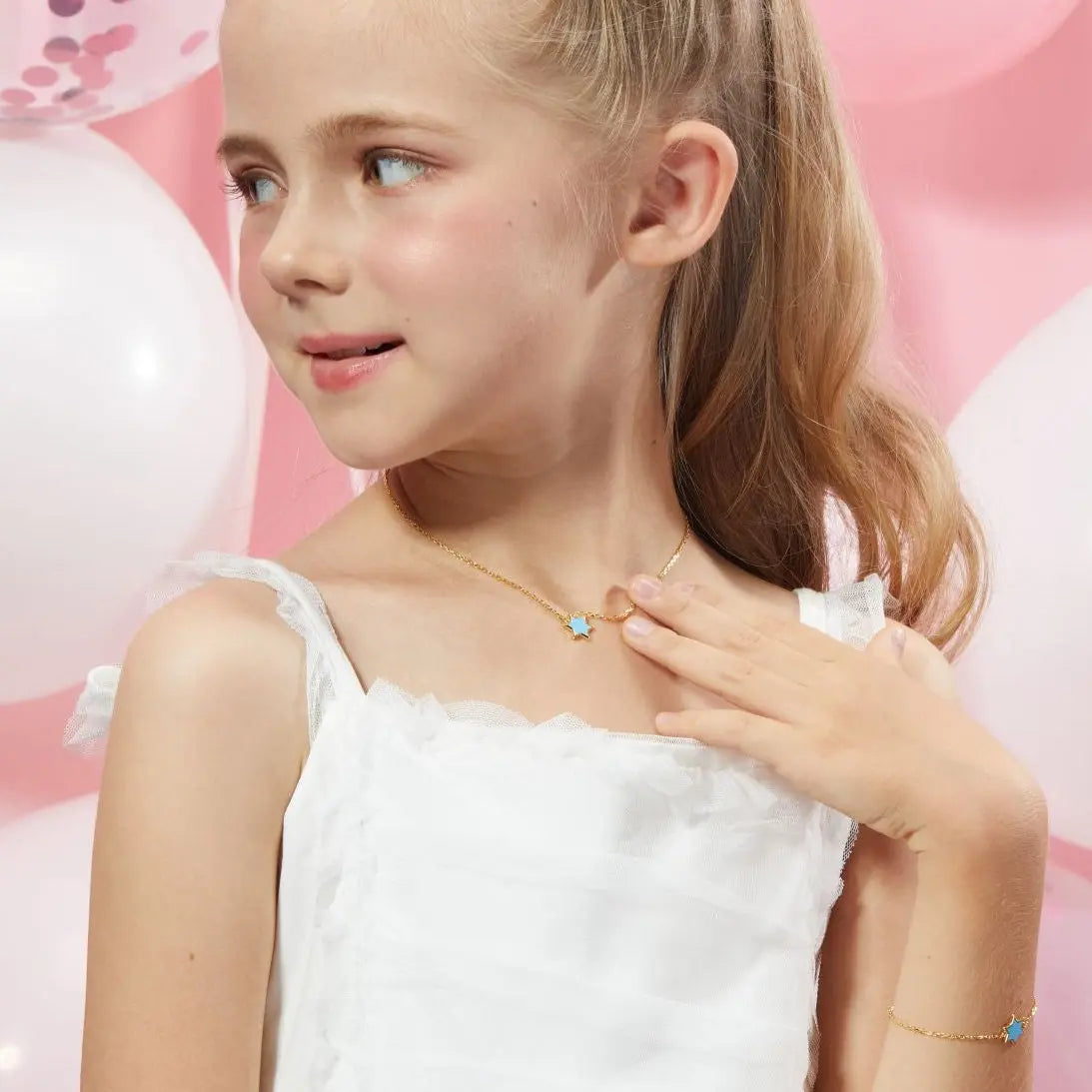 Petit Star of David Necklace in Sky Blue Anna Zuckerman