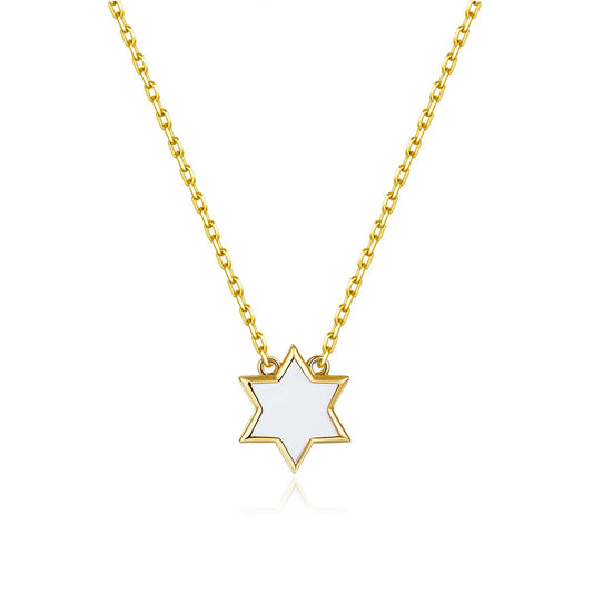 Petit Star of David Necklace in White Anna Zuckerman