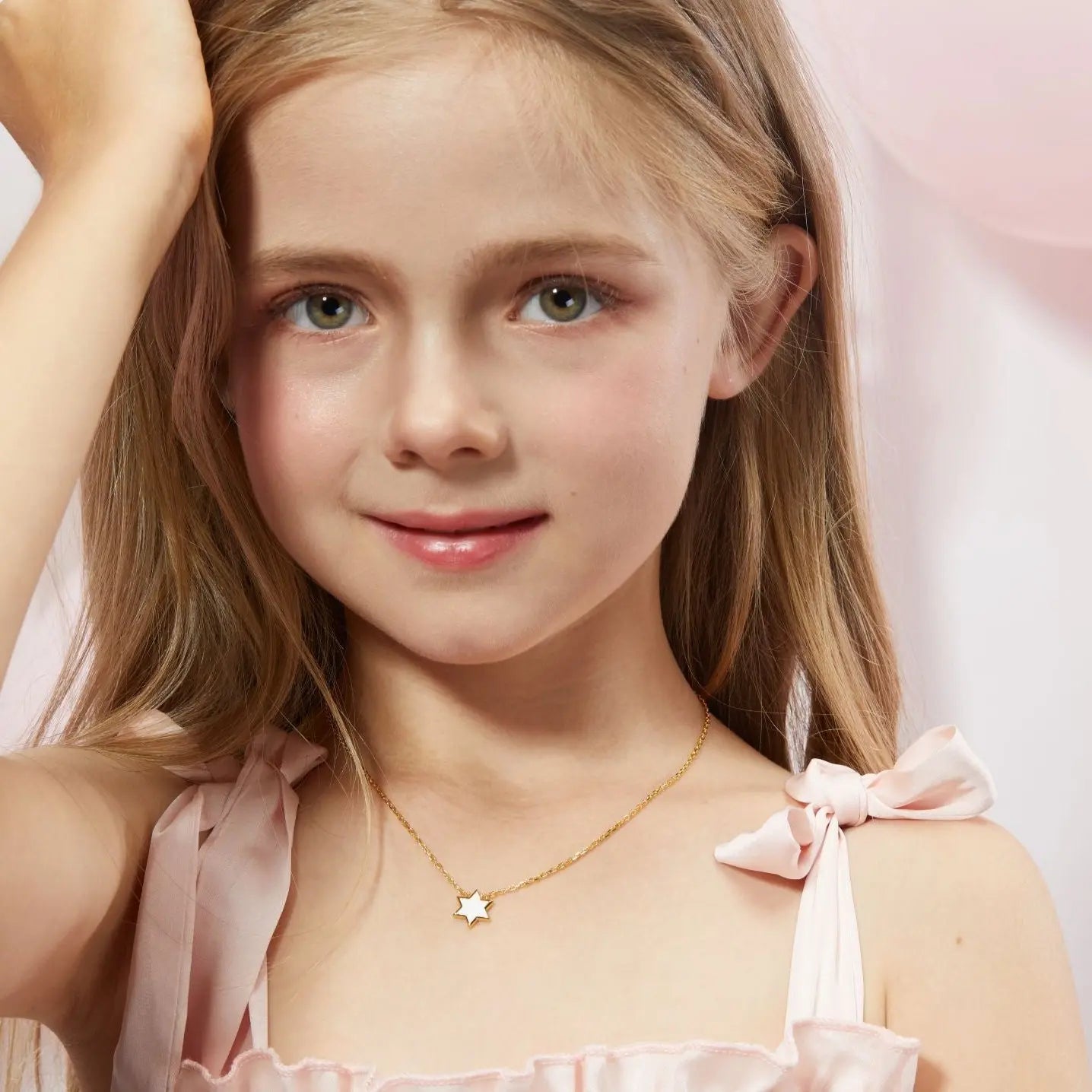 Petit Star of David Necklace in White Anna Zuckerman