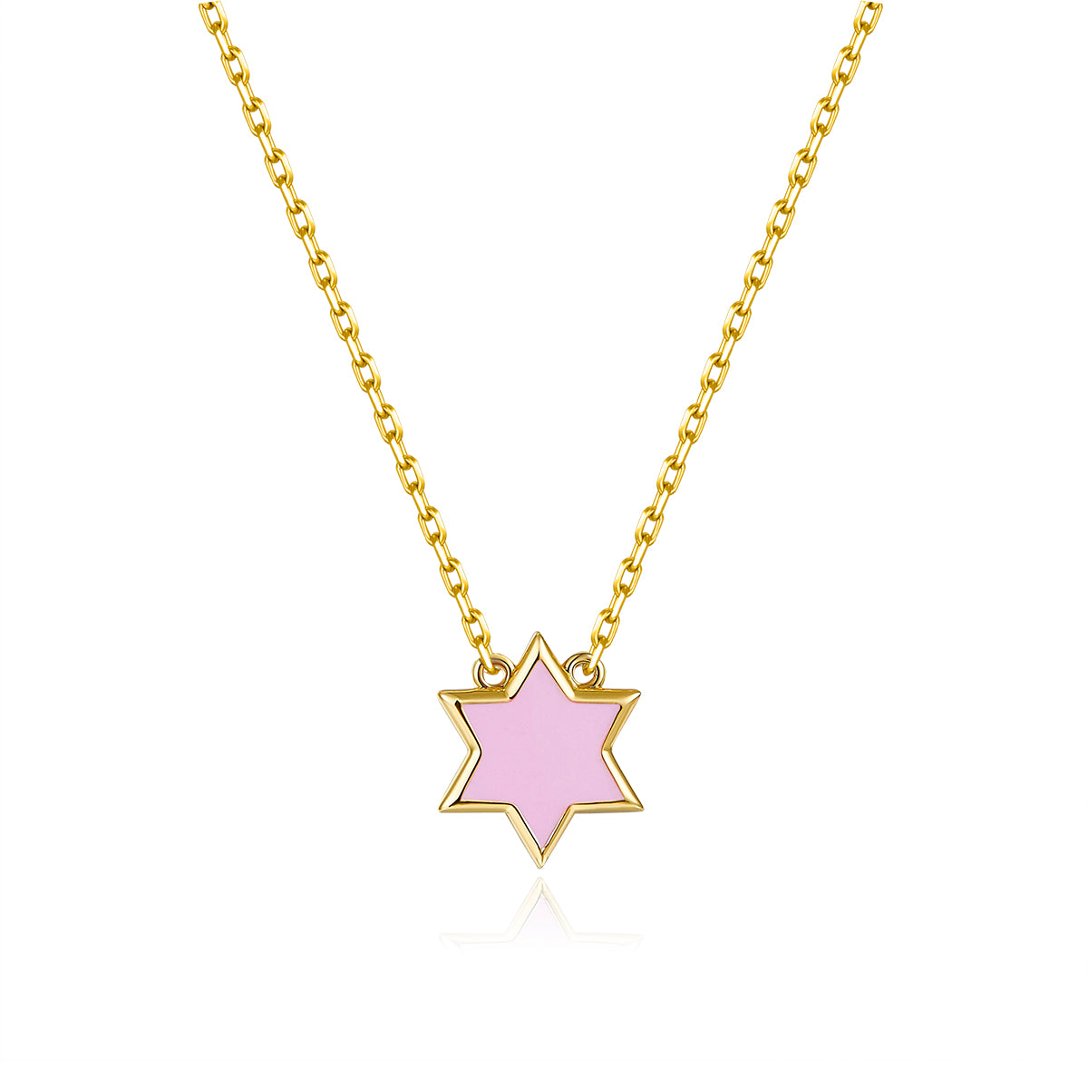 Petit Star of David Necklace in Pink