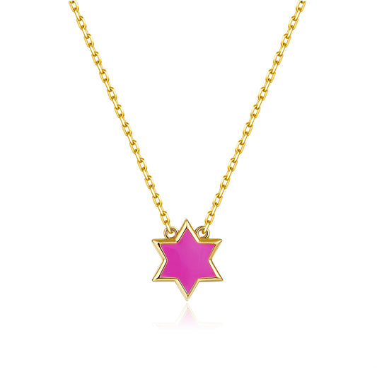 Petit Star of David Necklace in Rose