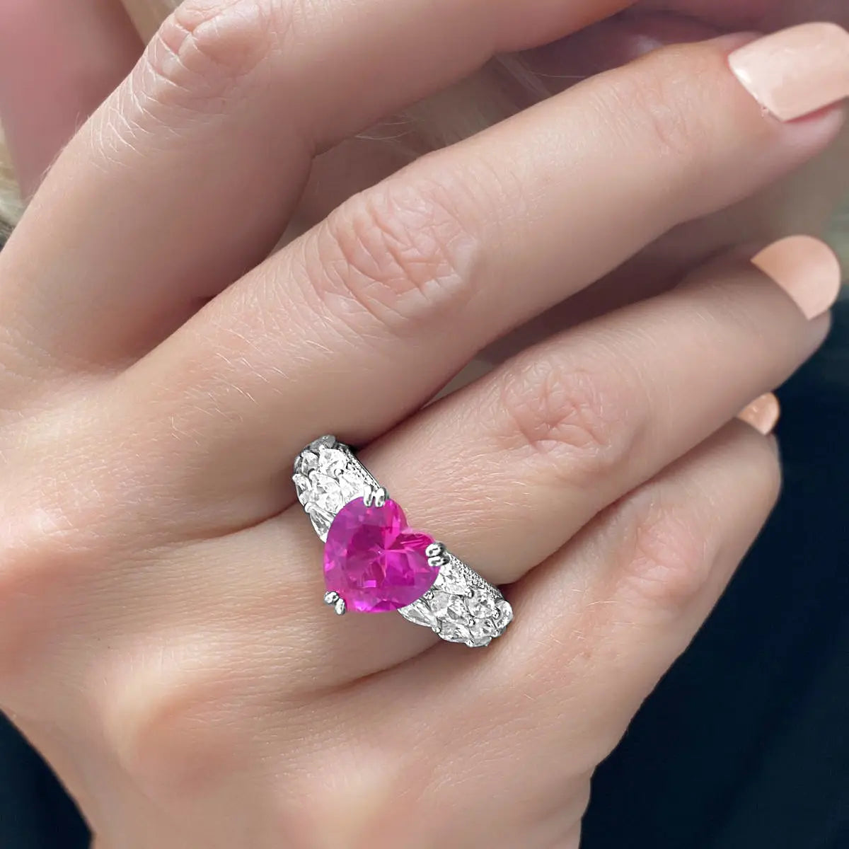 Pink Sapphire Heart Ring Anna Zuckerman