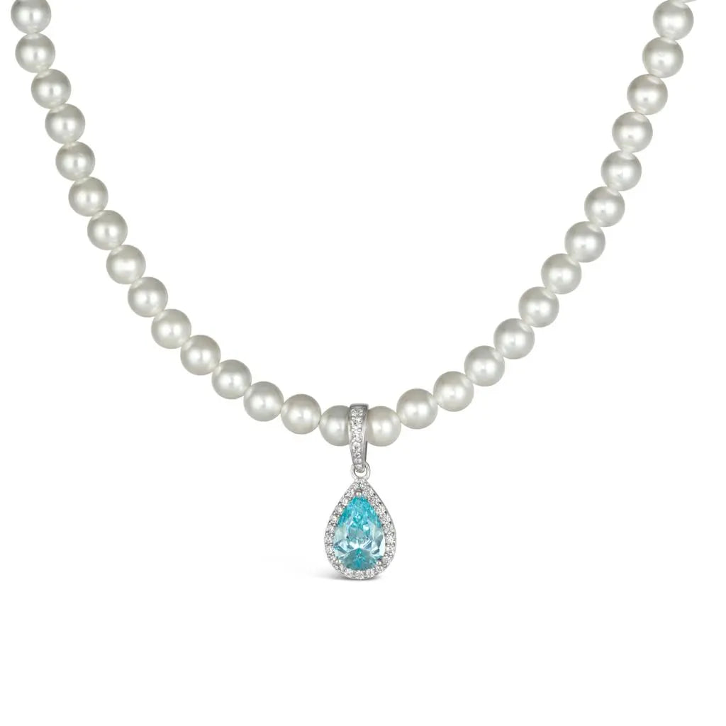 Princess Di Aquamarine Pearl Necklace Anna Zuckerman
