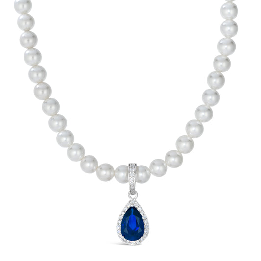 Princess Di Blue Sapphire Pearl Necklace