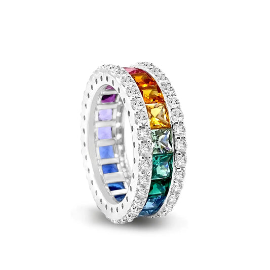 Rainbow Sapphire Eternity Ring Anna Zuckerman