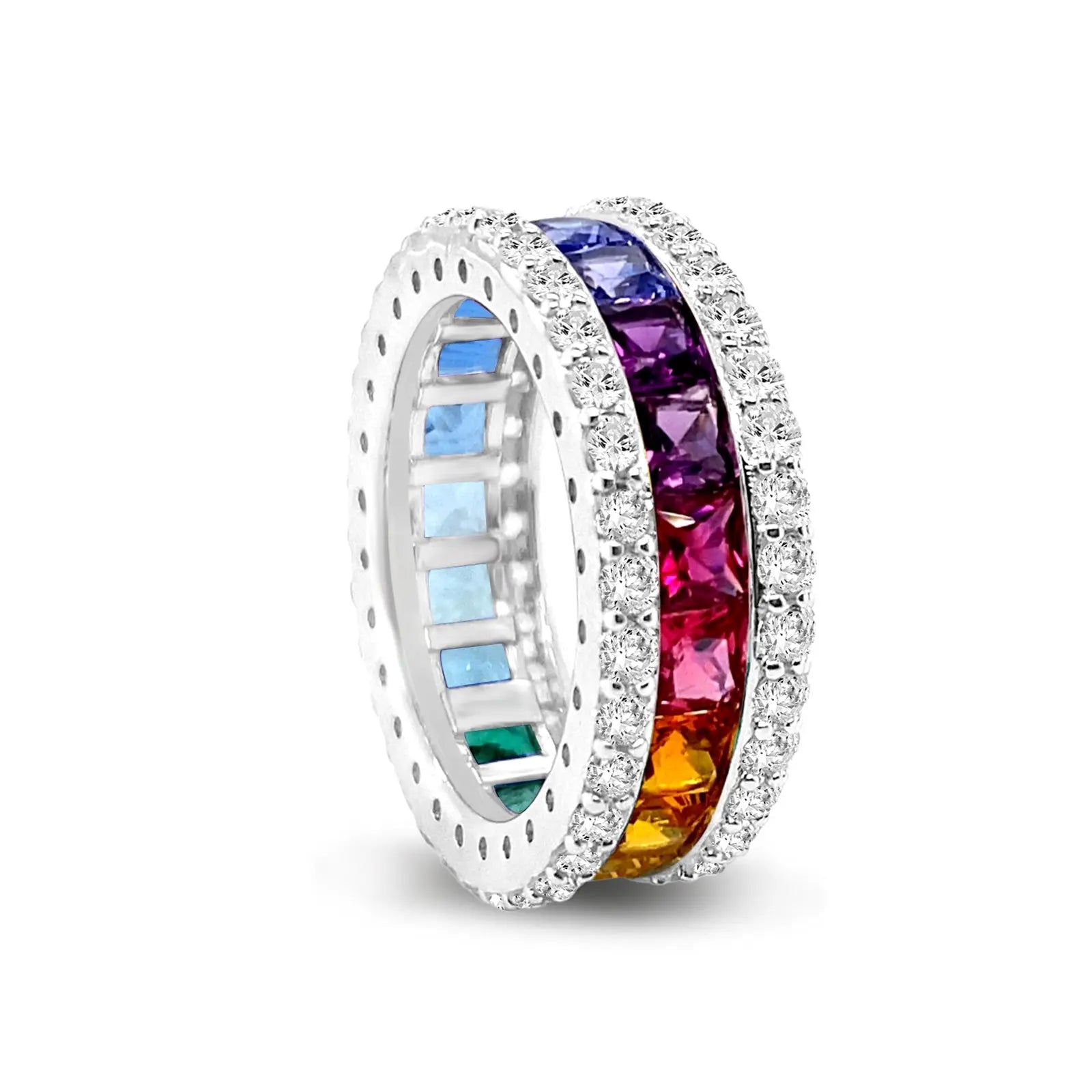 Rainbow Sapphire Eternity Ring Anna Zuckerman