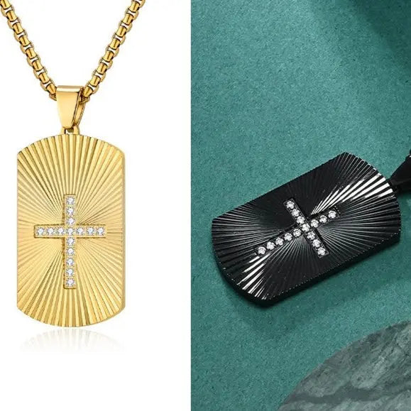 Anna Zuckerman Raylur Cross Dog Tag Necklace