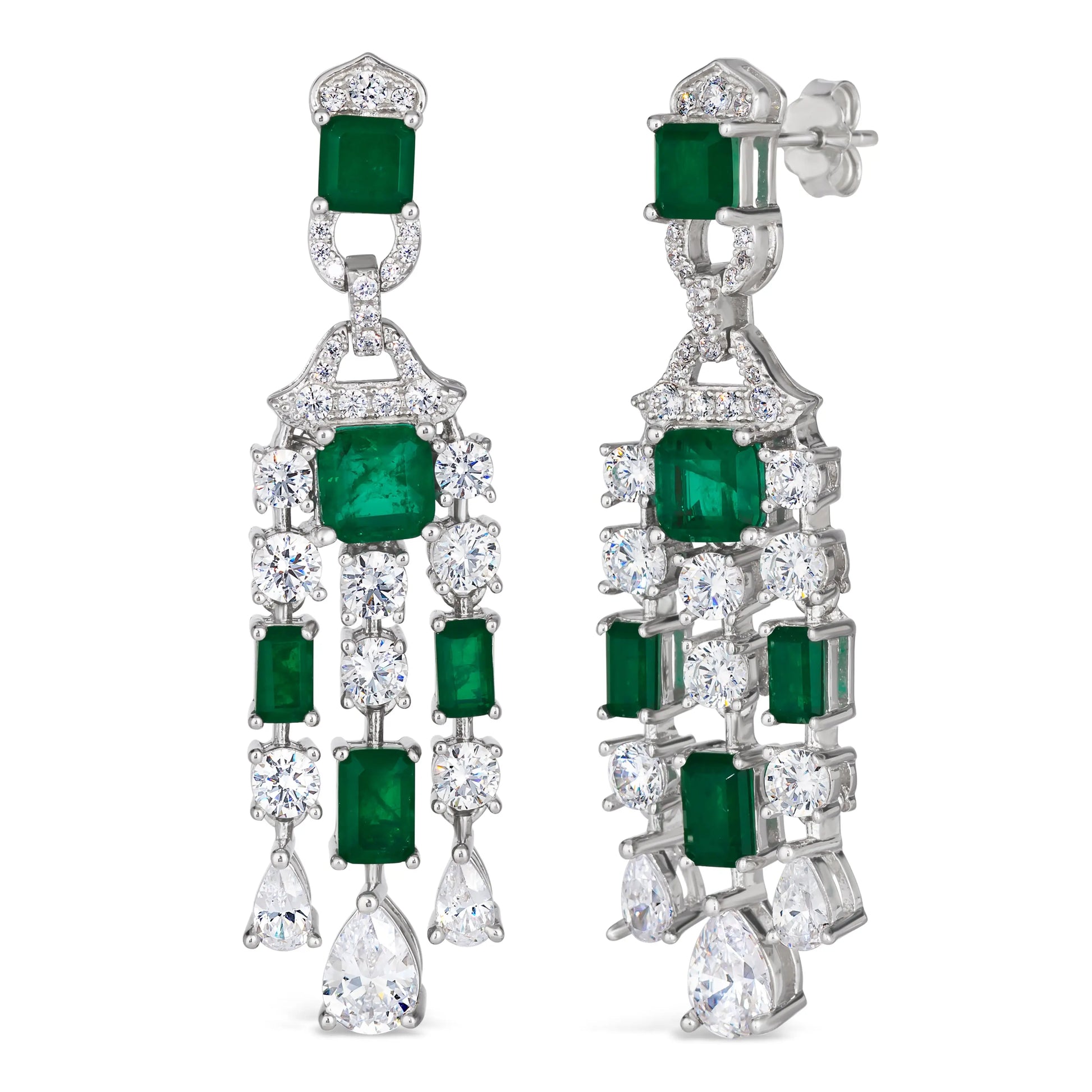 Red Carpet Worthy Chandelier Earrings by Kathy Hilton in Emerald Anna Zuckerman
