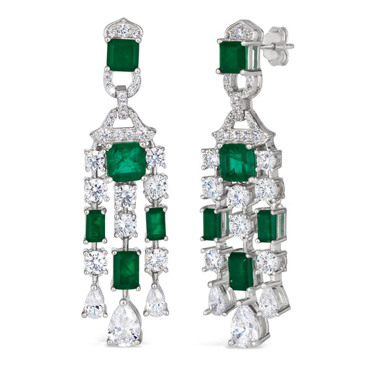 Red Carpet Worthy Chandelier Earrings by Kathy Hilton in Emerald Anna Zuckerman