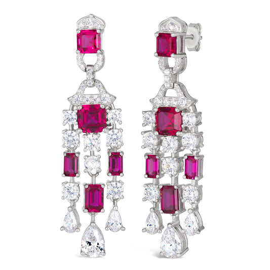 Red Carpet Worthy Chandelier Earrings by Kathy Hilton in Ruby Anna Zuckerman