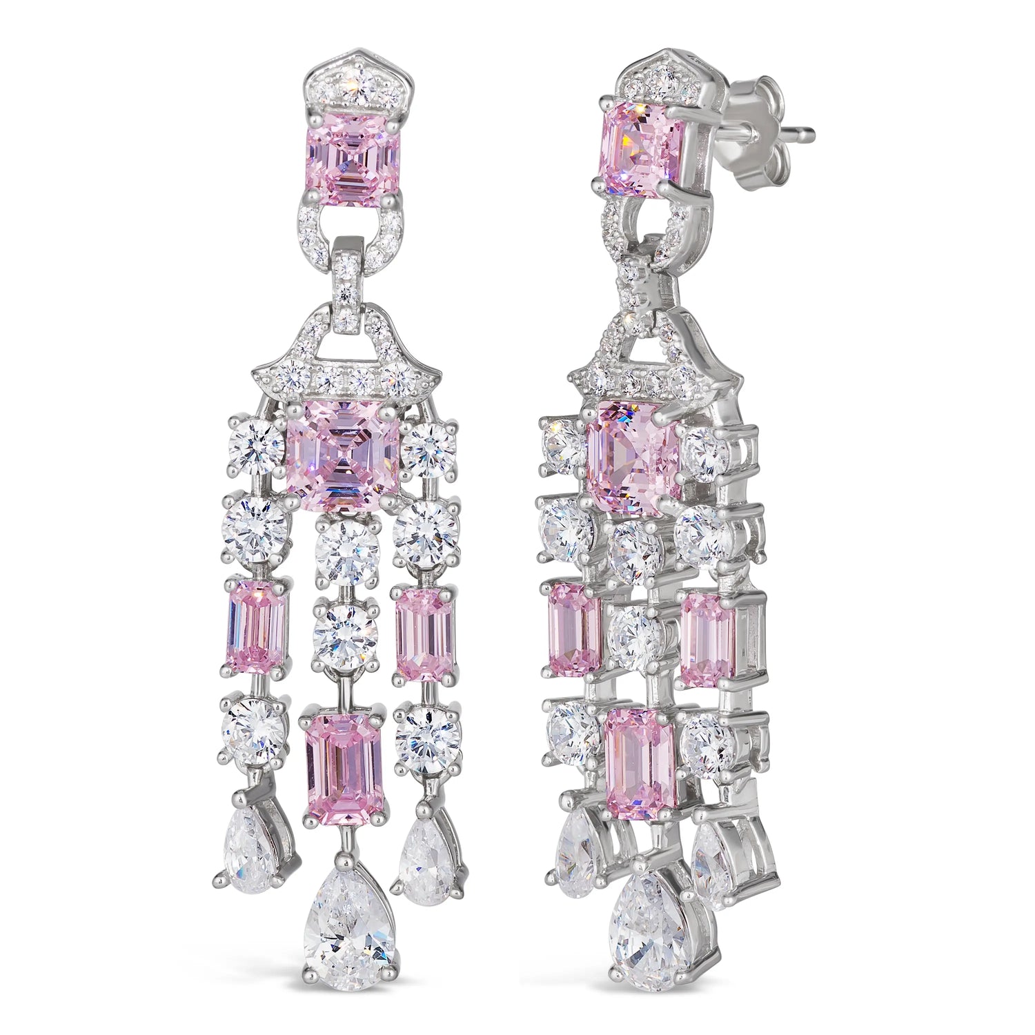 Red Carpet Worthy Chandelier Earrings in Argyle Pink Anna Zuckerman