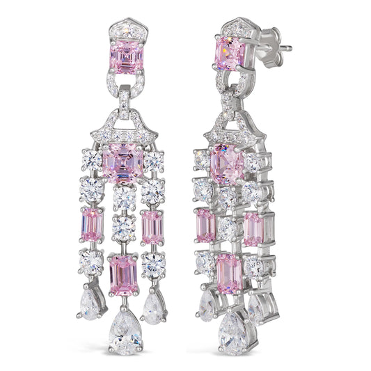 Red Carpet Worthy Chandelier Earrings in Argyle Pink Anna Zuckerman