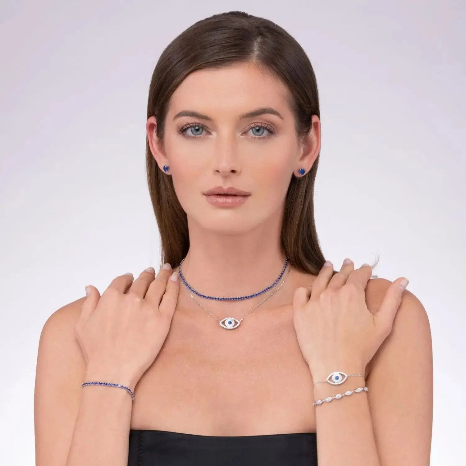 Rock Star 2 Carat Diamond Crystalline Studs in Blue Sapphire Anna Zuckerman