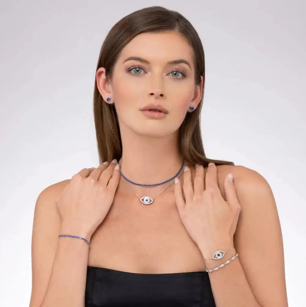 Rock Star 2 Carat Diamond Crystalline Studs in Blue Sapphire Anna Zuckerman
