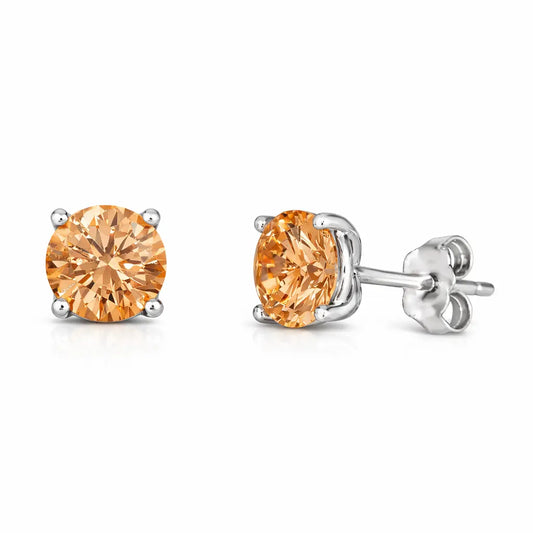 Rock Star 2 Carat Diamond Crystalline Studs in Champagne