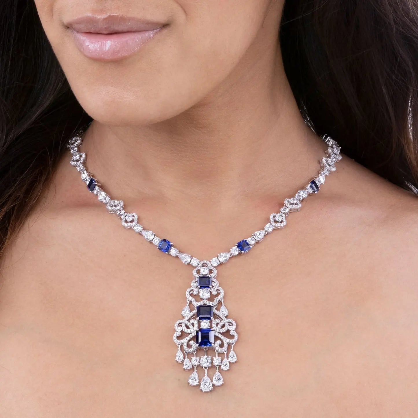 "Royal Opulence crystalline necklace with canary yellow gemstones, luxury statement jewelry"