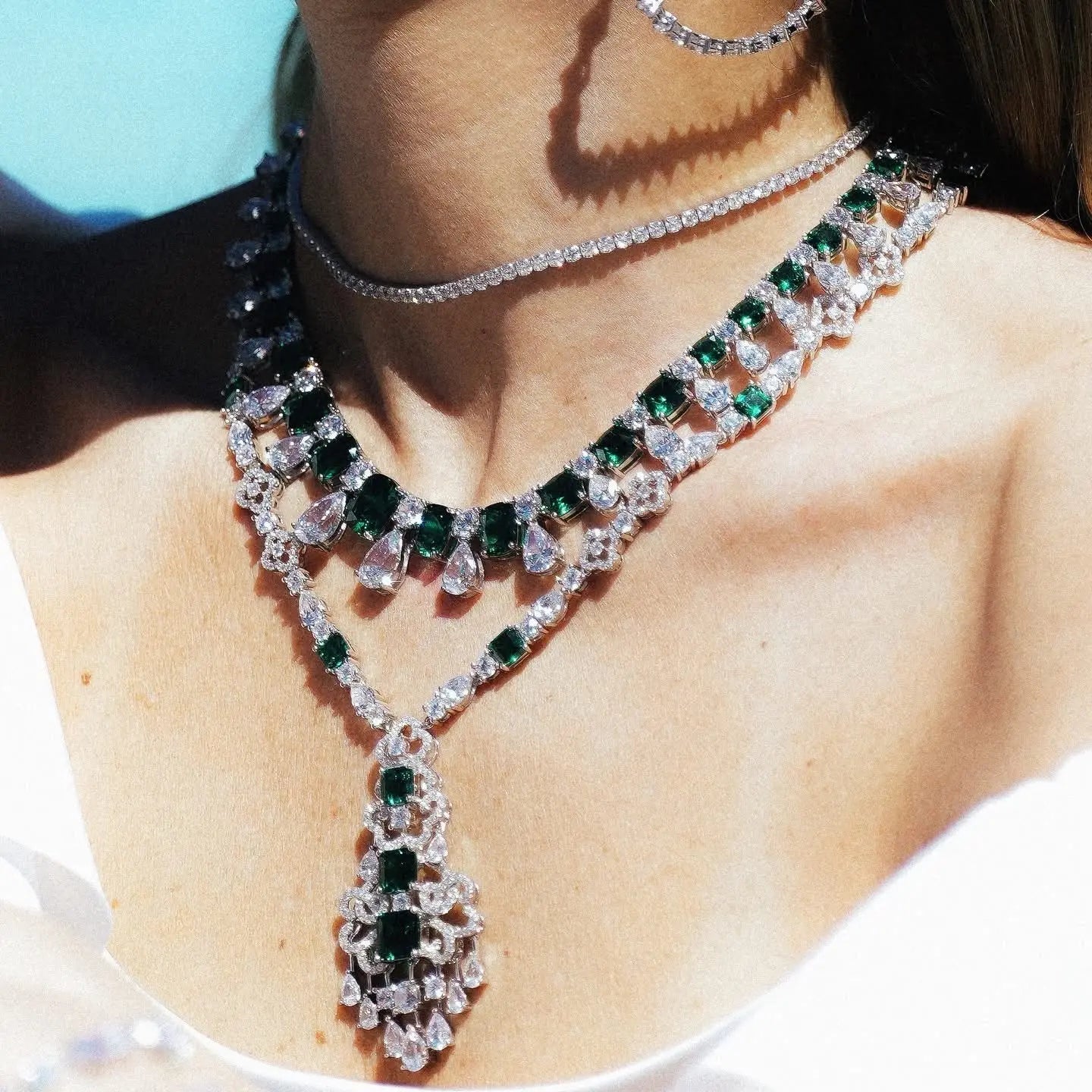 Royal Opulence Crystalline Necklace Emerald Anna Zuckerman