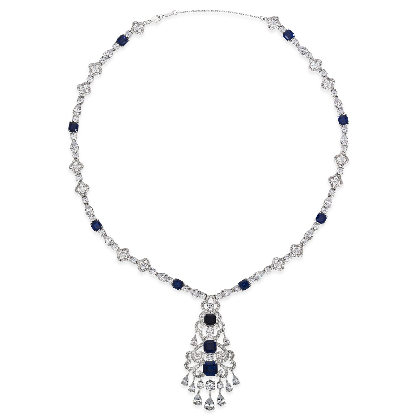 Royal Opulence Crystalline Necklace Blue Sapphire