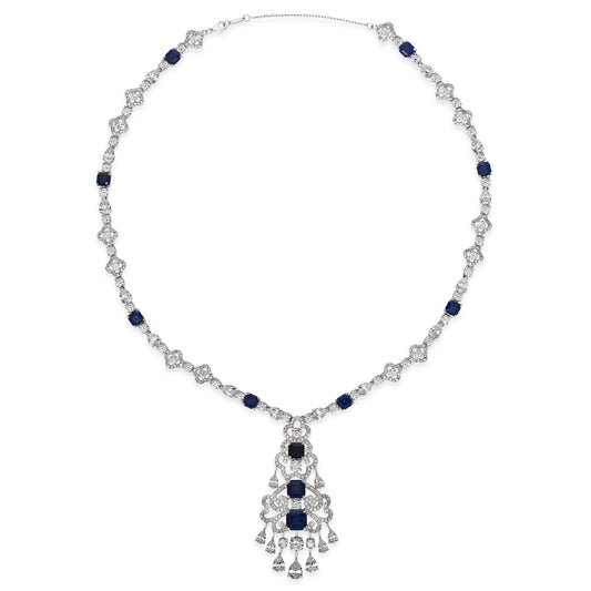 Royal Opulence Crystalline Necklace Blue Sapphire
