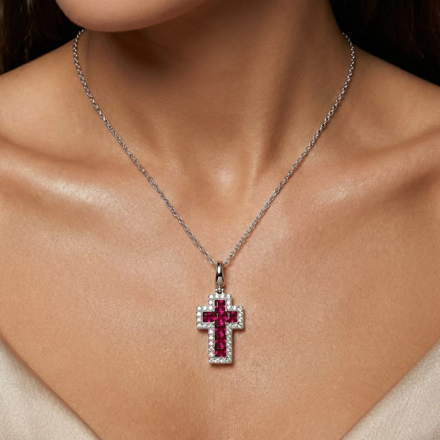 Scarlet Grace Cross Necklace Anna Zuckerman