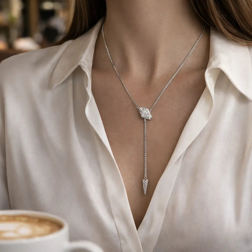 Serpantina Lariat In Platinum Anna Zuckerman