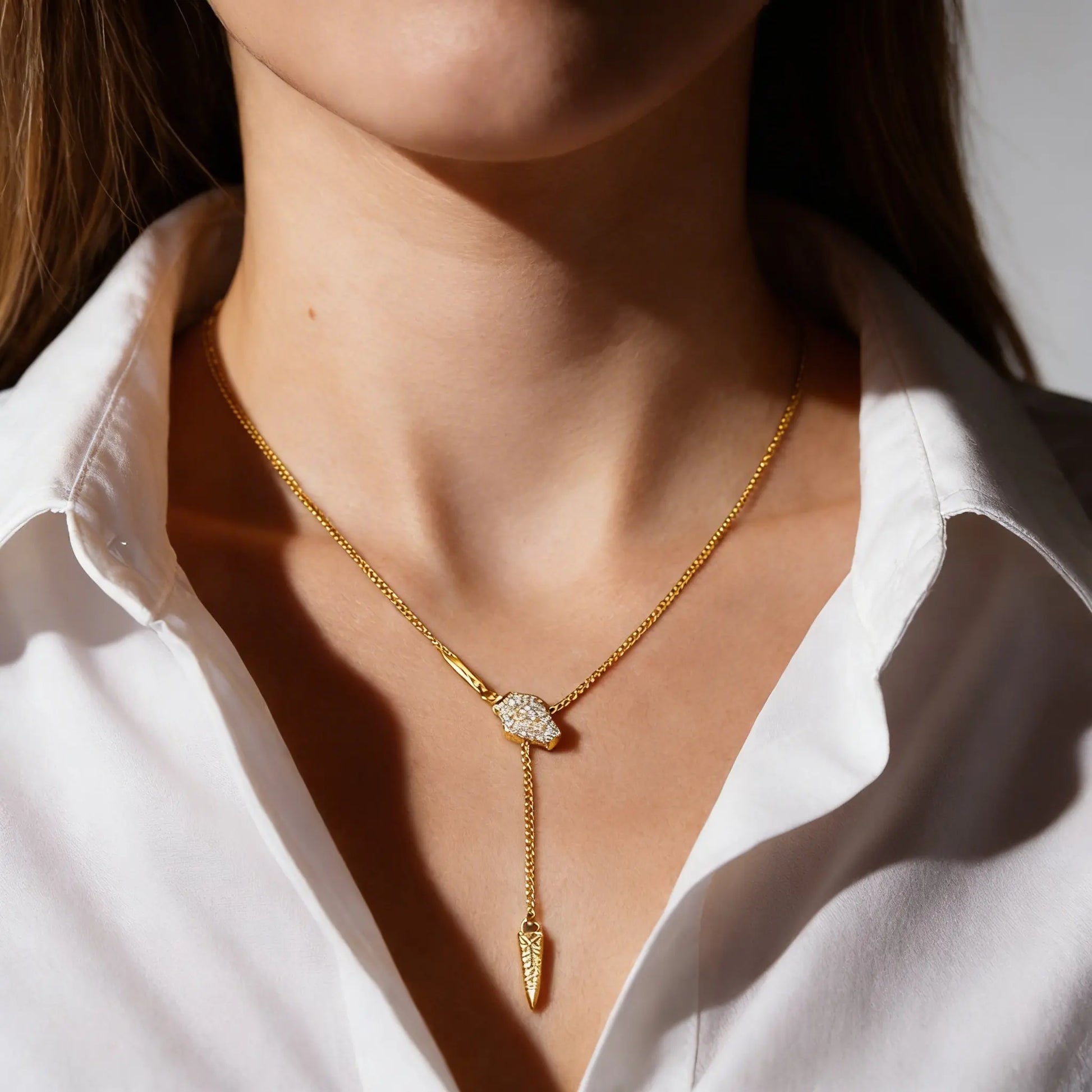 Serpantina Lariat In Yellow Gold Anna Zuckerman