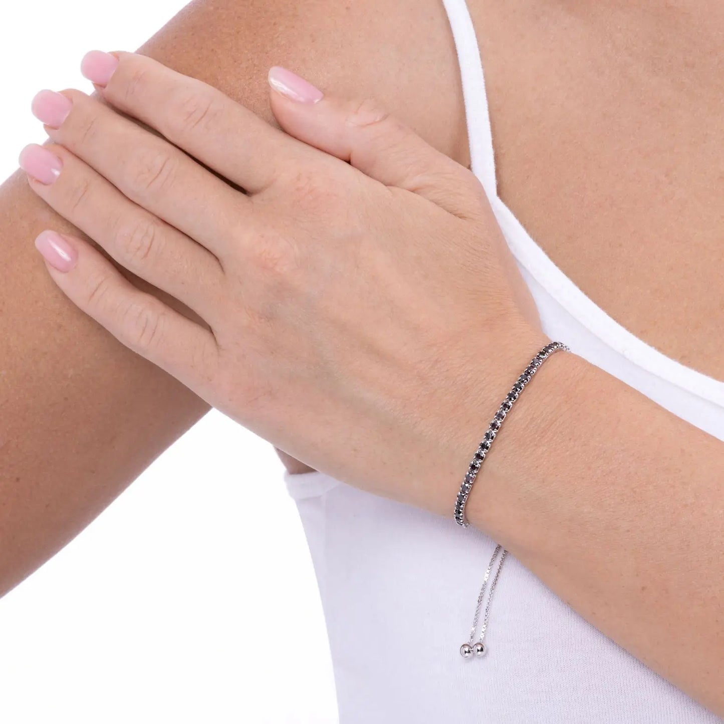 Signature Adjustable Bolo Bracelet in Black Zircon - Anna Zuckerman