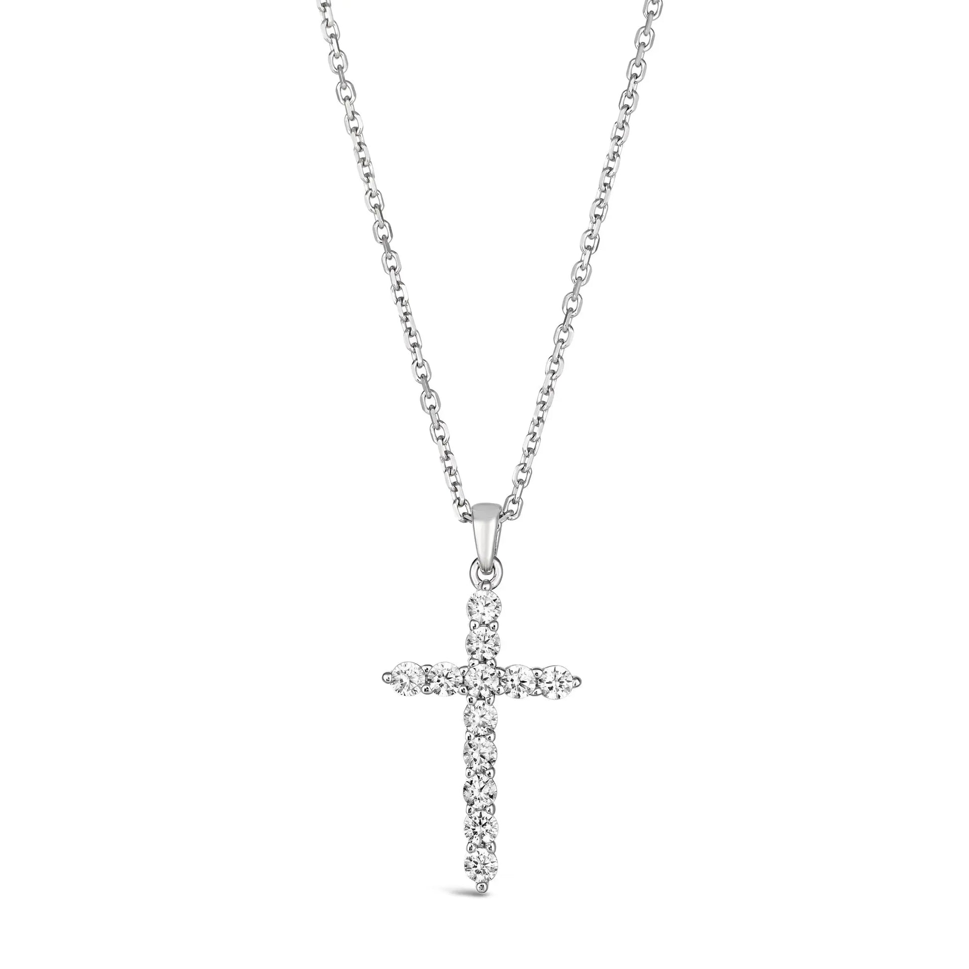 Skinny Diamond Cross Necklace - Anna Zuckerman