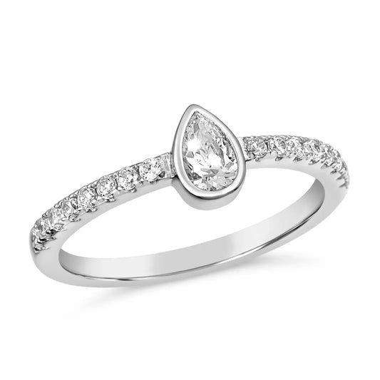 Skinny Tear Drop Stacking Ring - Anna Zuckerman
