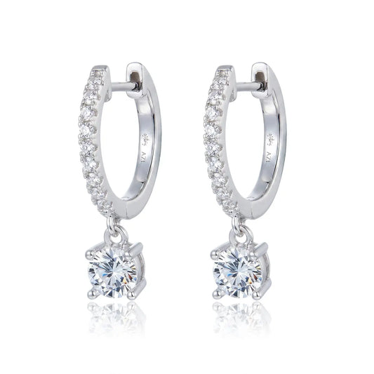 Sofia Drop Huggies In Platinum