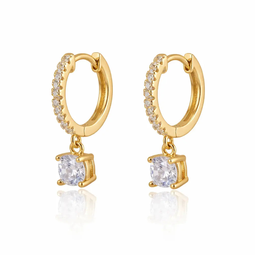 Sofia Drop Huggies In Yellow Gold Anna Zuckerman