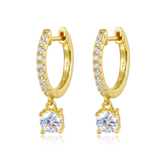 Sofia Drop Huggies In Yellow Gold