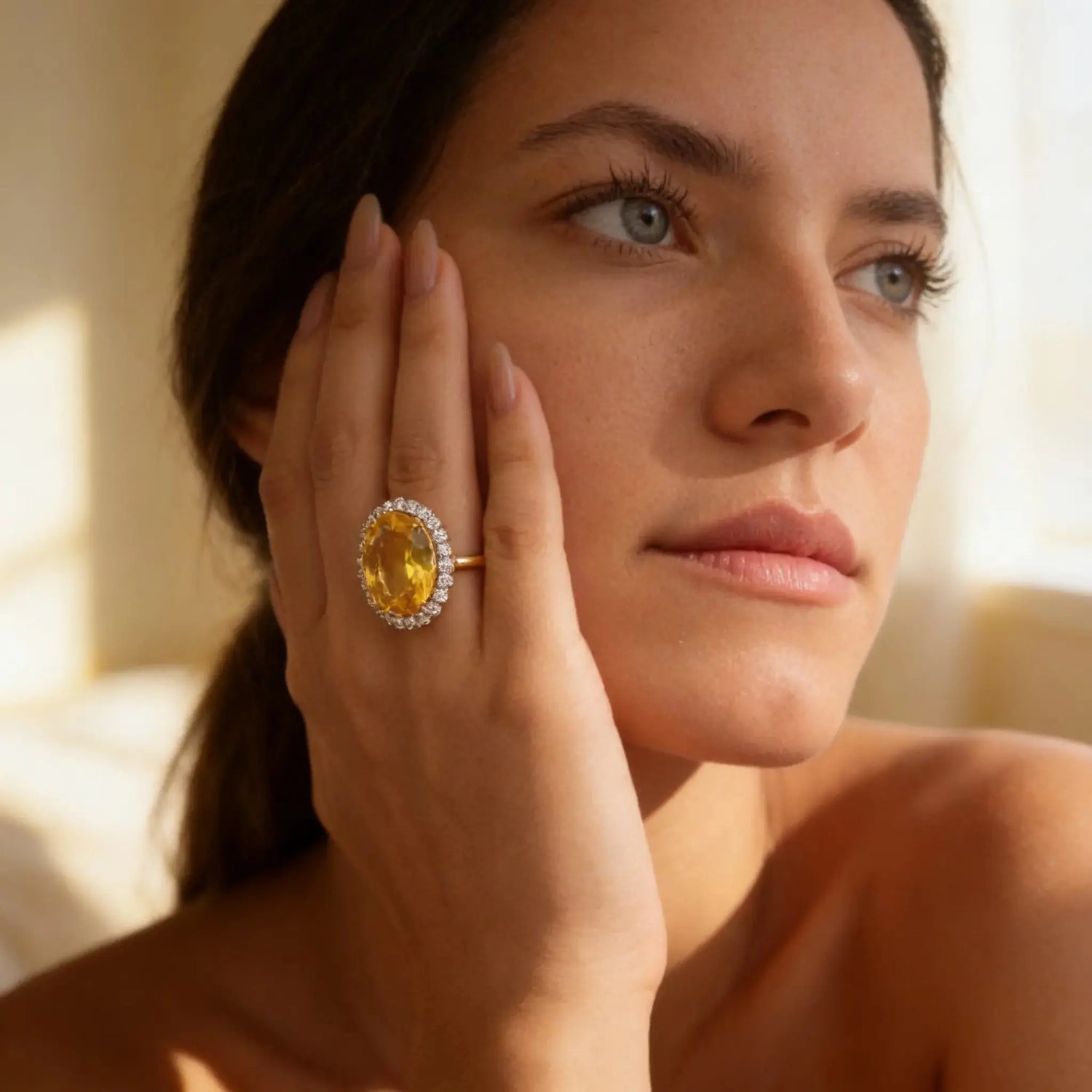 Soleil Oval Cocktail Ring Anna Zuckerman