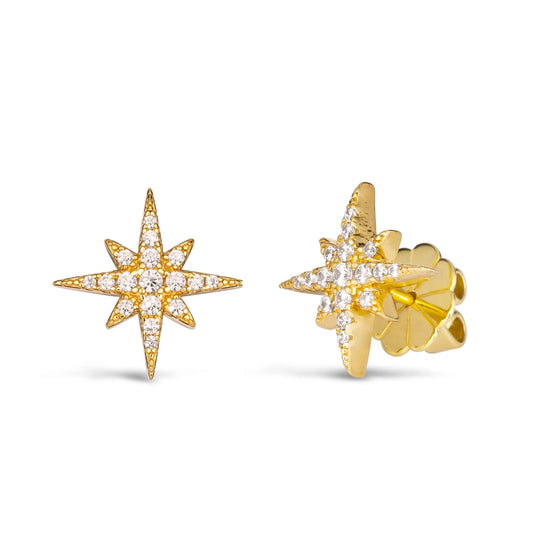 Starry Night Stud Earrings in Yellow Gold Anna Zuckerman