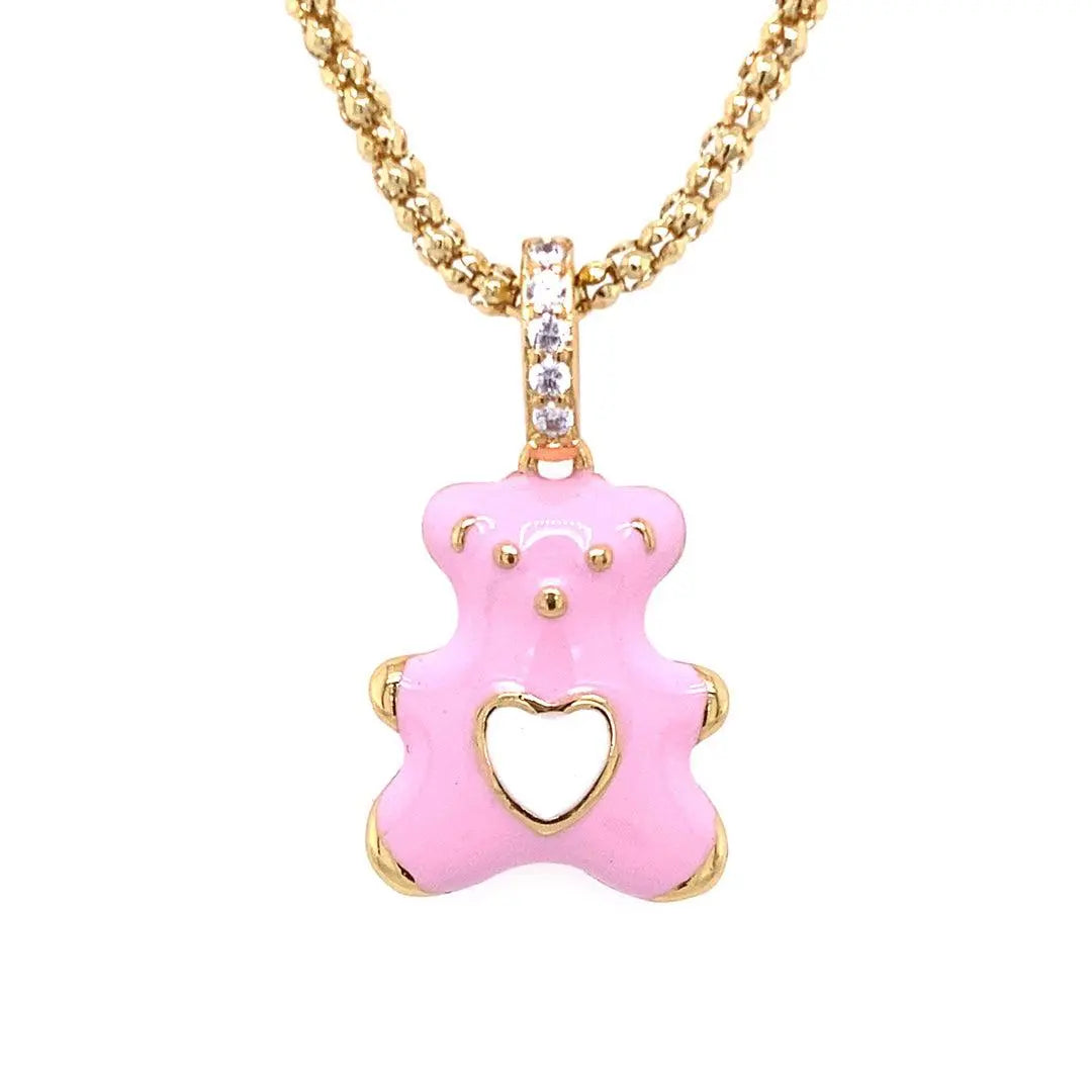 Teddy Enamel Bear Necklace - Anna Zuckerman